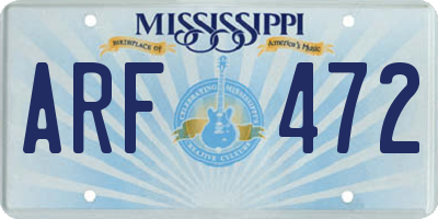 MS license plate ARF472