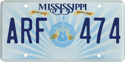 MS license plate ARF474