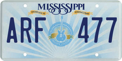 MS license plate ARF477