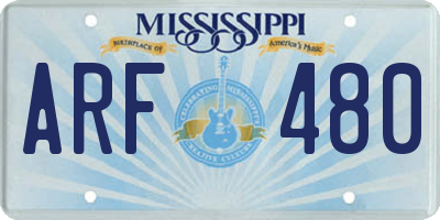 MS license plate ARF480