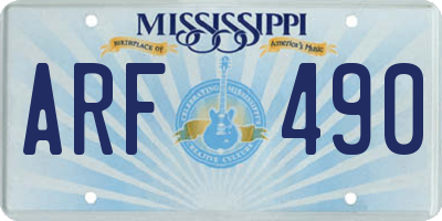 MS license plate ARF490