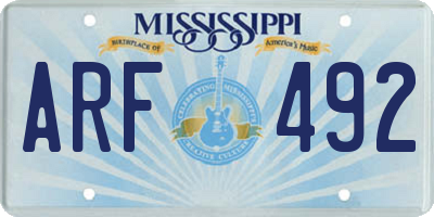 MS license plate ARF492
