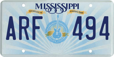 MS license plate ARF494