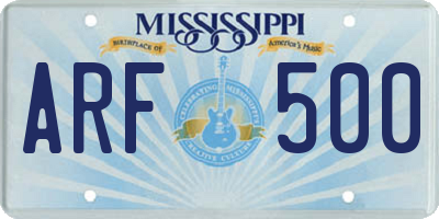 MS license plate ARF500