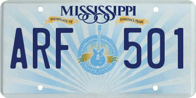 MS license plate ARF501