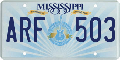 MS license plate ARF503