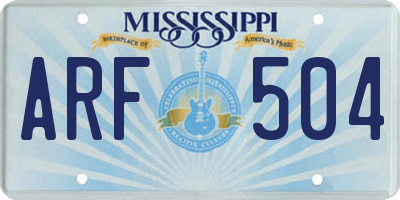 MS license plate ARF504
