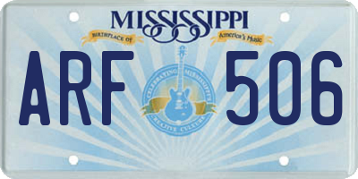 MS license plate ARF506