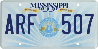 MS license plate ARF507