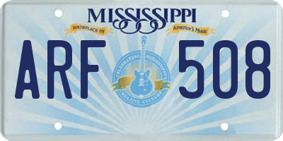 MS license plate ARF508