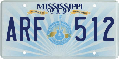 MS license plate ARF512