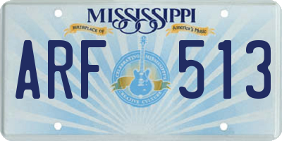 MS license plate ARF513
