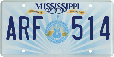 MS license plate ARF514