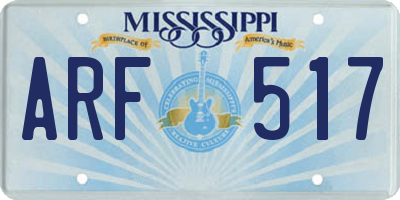 MS license plate ARF517