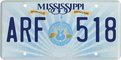 MS license plate ARF518