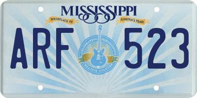 MS license plate ARF523