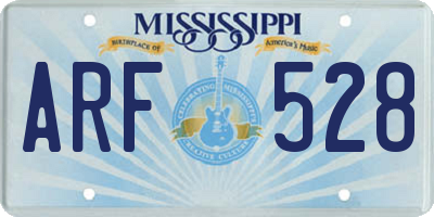 MS license plate ARF528