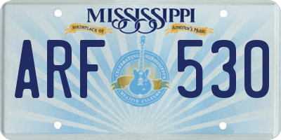 MS license plate ARF530