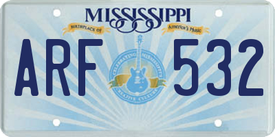 MS license plate ARF532