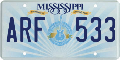 MS license plate ARF533