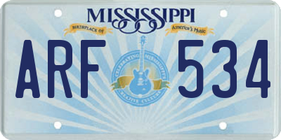 MS license plate ARF534