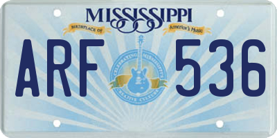 MS license plate ARF536