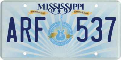 MS license plate ARF537