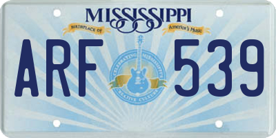 MS license plate ARF539