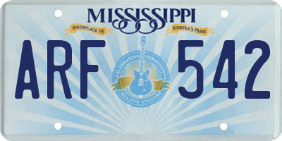 MS license plate ARF542