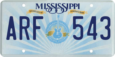 MS license plate ARF543