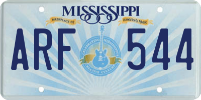 MS license plate ARF544