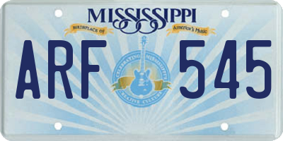 MS license plate ARF545