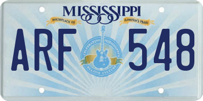 MS license plate ARF548