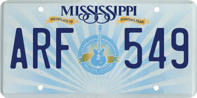 MS license plate ARF549