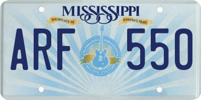 MS license plate ARF550