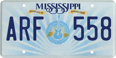 MS license plate ARF558