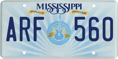 MS license plate ARF560