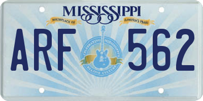 MS license plate ARF562