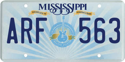 MS license plate ARF563
