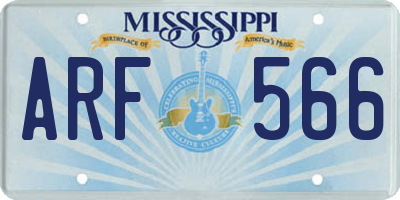 MS license plate ARF566