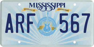 MS license plate ARF567
