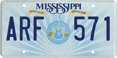 MS license plate ARF571