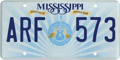 MS license plate ARF573