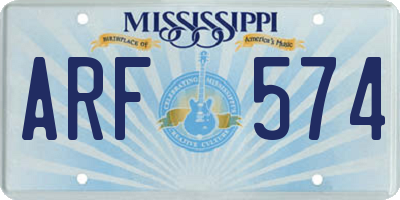 MS license plate ARF574