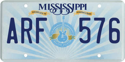 MS license plate ARF576