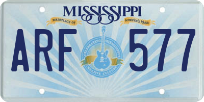 MS license plate ARF577