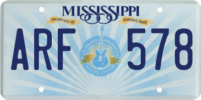 MS license plate ARF578