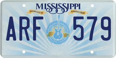 MS license plate ARF579