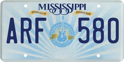MS license plate ARF580
