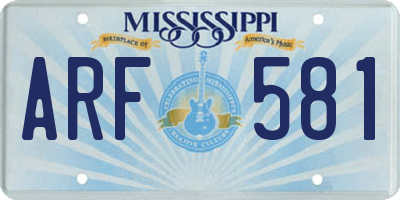 MS license plate ARF581